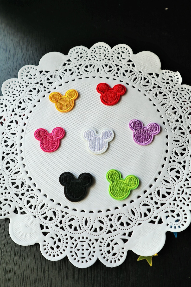 Set of 7pcs 14pcs 21pcs small tiny mini mouse head embroidered iron on patch kids baby apparel about 2.6x2.1cm image 1