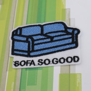 Blue Sofa  embroidered   iron  on fun  patch  badge  diy  home textile  4.7x7.2cm 2ix3nch