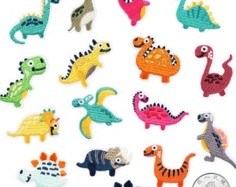 Set of 16pcs  bulk lot mixed cartoon collection  embroidered dinosaur   iron on patch   diy sewing boy apparel 3-4cm