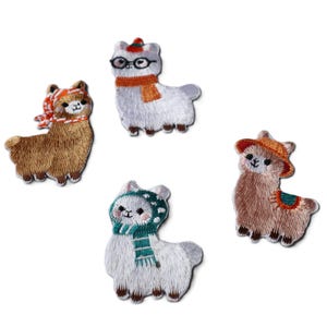 Set  of 4pcs bulk lot  embroided alpaca  llama.   iron on patch 6cm  diy sewing  5-7cm