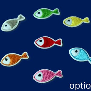 Set of  7pcs    bulk lot small   mini tiny fish embroidered iron on patch, diy craft kids apparel sewing    3-4cm
