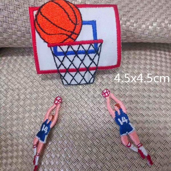 Set of 3pcs   6pcs 12pcs basketball players and net  embroidered iron on patch