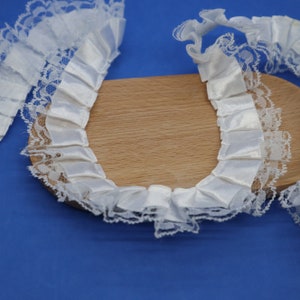 2yards 10yards   bulk lot  white satin with lace  ruffle  lace trim diy sewing wedding doll   dress  4cm 1.6inch