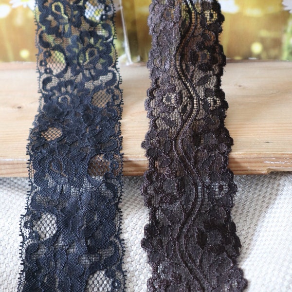 2yards 30yards bulk lot   brown black elastic stretch  lace trim diy sewing  hair accesory headband    6cm