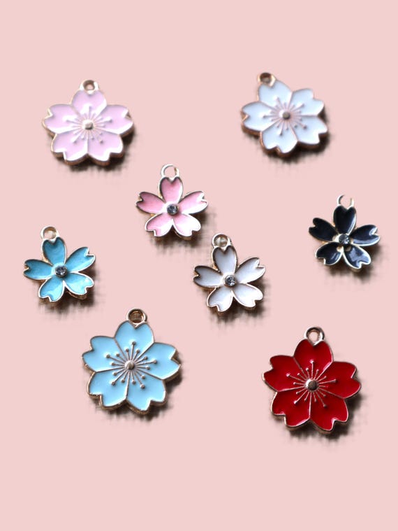 Set of   16pcs 40pcs   bulk lot    alloy metal  cherry blossom sakura  flower charm  pendant   fembellishment   necklace craft   18x20mm
