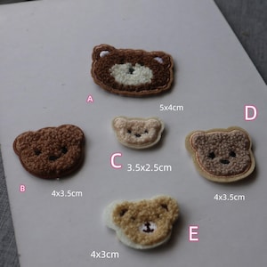 5pcs  40pcs bulk lot Yellow  Brown Cartoon chenille  bear embroidered   sew  on patch DIY winter coat jacket  3-5 cm