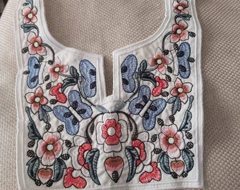 Retro style cotton   embroidered  flower collar diy sewing dress  about  22x26cm