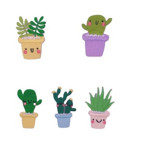 Lot de 5 pcs, 60 pcs, lot de petits amis cactus smiley plante brodée fer sur patch environ 5 cm 2 pouces couture bricolage