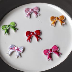 Set of  12pcs  60pcs  bulk lot mini small self adhesive stick on  embroidered  bow  iron on patch  about  about 2.5x2cm  diy doll  mask