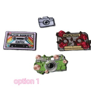 Set of  4pcs  bulk lot  fun patches video games camera casset tape  embroidered   iron  on patch   diy  4-7cm