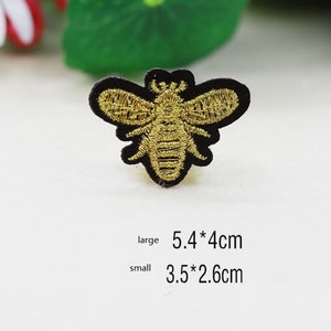 Set of 4pcs 12pcs 100pcs bulk lot mixed small large sizes gold golden bumble bee embroidered iron on patch 1inch 2inch wholesale image 2