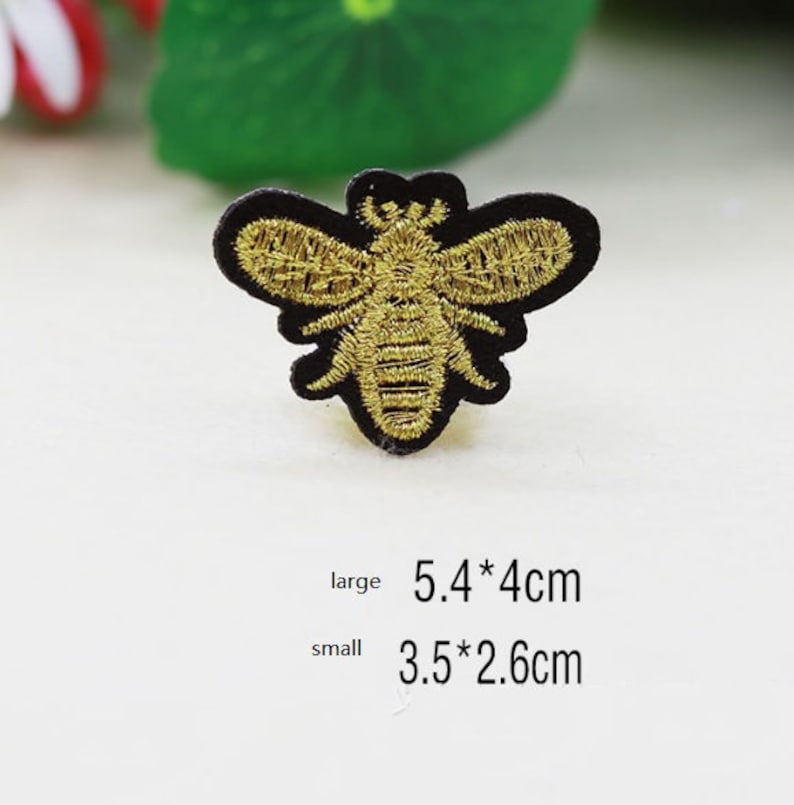Set of 4pcs 12pcs 100pcs bulk lot mixed small large sizes gold golden bumble bee embroidered iron on patch 1inch 2inch wholesale image 2