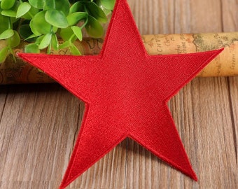 1pc 2pcs 12pcs 50pcs bulk lot  Large  red star   embroidered   iron  on patch  diy about 12.5cm 5inch