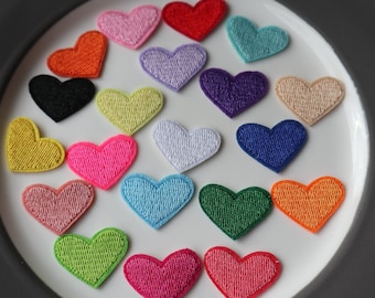 Set of 20pcs  small  tiny mix colors  embroidered   heart star    iron on patch  about 2-3cm