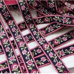 Ruban de fleurs de style rétro prédécoupé de 1 mètre, bandeau d'emballage cadeau pour cheveux bricolage d'anniversaire 2,5 cm 1 pouce