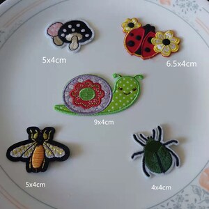 Set of  5pcs 10pcs   bulk lot  butterfly ladybug  ant  dragonfly   bug bee mushroom  iron on  patch , diy sewing  apparel  4- 7cm 2inch