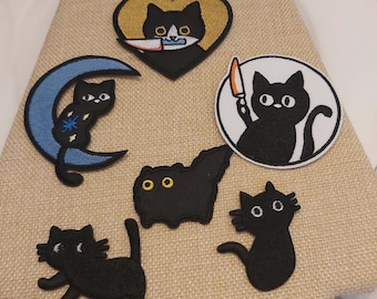 Set of 3pcs 6pcs   bulk lot  cartoon  black cat embroidered iron on patch,diy sewing  5-7cm