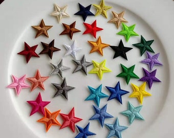 Set of  32pcs 20pcs  bulk lot  small mini  embroidered mixed color  star  iron on sewing on  appliques patch diy  apparel   3cm 1.2inch