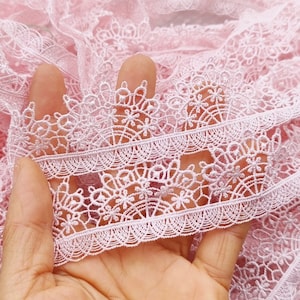 1yard  12yards bulk lot pink crown frill venice lace trim diy sewing collar dress hair accessory   3.6cm