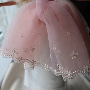 Lote a granel de 1 yarda 10 yardas de ribete de encaje bordado rosa para costura DIY, vestido de novia, accesorio para el cabello de muñeca de 18 cm 7.5 pulgadas