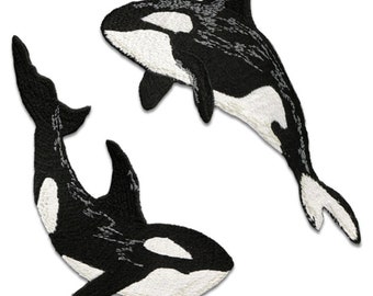 Large killer  whale  embroidered iron on patch   8inch  Marine  animal