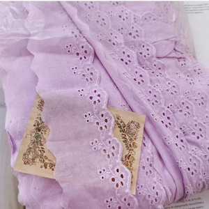 1 mètre 12 mètres de fleurs pourpres brodées de dentelle de coton à coudre bricolage pour bébé poupée d'environ 6,5-7 cm 3 pouces