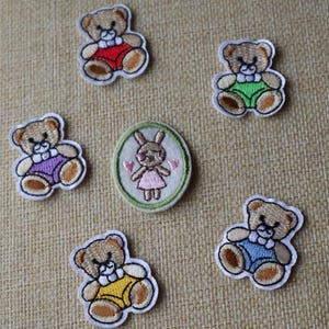 Set of  6pcs  60pcs bulk pack lot   tiny mini teddy bear  embroidered   iron  on patch   diy   baby kids wear 2.5x3cm 1inch