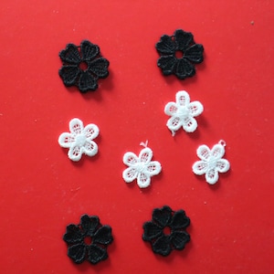 Set of   24pcs   600pcs   bulk lot   tiny small black white  flower lace appliqué patch wedding decoration   1.5cm