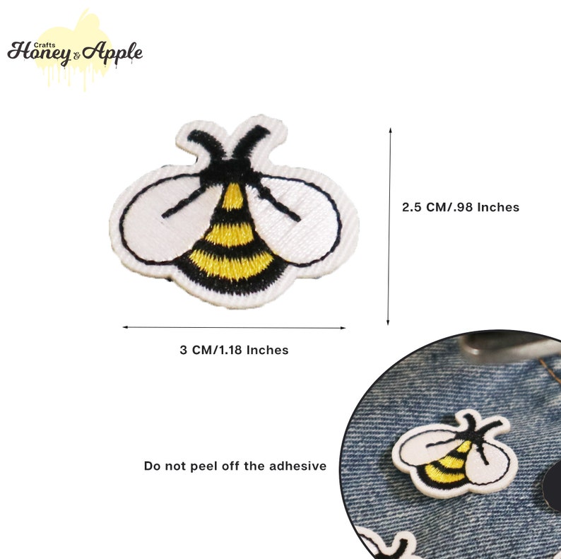 Set of 6pcs 12pcs 100pcs bulk lot Embroidered Bumble Bee Iron-on Patches 2.5x3cm .98 x 1.18 inches, For Sewing, DIY & Crafts image 4