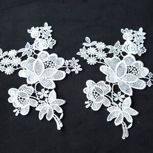 Set of  2pcs  12pcs  bulk lot white   Burgundy Grey Gray  flower sew on lace patch  diy sewing home textile curtain   8x16cm abut 3x7inch