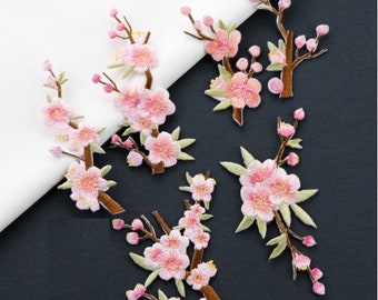 Set of  6pcs 36pcs  bulk lot  cherry blossom flower   collection  embroidered  iron on sewing on  patch   about 3-4inch
