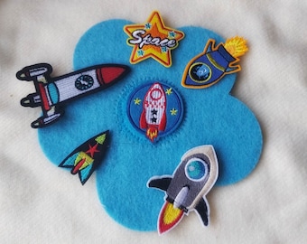 Set of  6pcs 12pcs bulk lot  planet rocket  embroidered      iron on patch 4-7cm