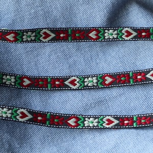 1 yards 20 yards en vrac ruban de broderie coeur rouge noir design rétro, scrapbooking, emballage cadeau bricolage chapeaux 1 cm