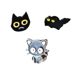 Set of 3pcs  24pcs bulk lot cartoon black cat  enemal metal   pin diy  craft  kids backpack hat cap 2-3cm