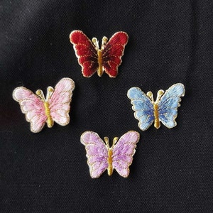 Set of 8pcs  40pcs  100pcs purple pink red blue  small  butterfly sew on   on patch   diy sewing    about 4cm