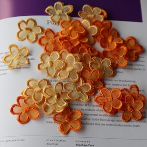 Wholesale bulk lot  24pcs  240pcs mixed orange yellow   lace flower  patch  DIY wedding dress decorationn hair acceory  2.5cm  4cm