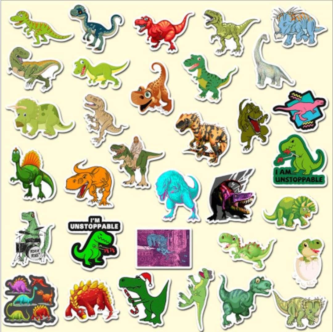 Dinosaur Time Rover Sticker Set of 50pcs Cartoon Dinosaur Space Astronaut Vinyl Stickers for ...