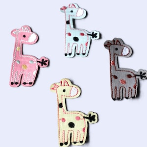 Set of  8pcs bulk lot  pink blue brown yellow  giraffe deer   embroidered iron on  patch diy sewing  5x9cm