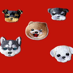Set of  5pcs  50pcs bulk lot   puppy dog head  embroidered   iron  on patch  diy   4cm schnauzer, siberian huskey  pomeranian ,maltese