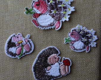 Set of 4pcs 48PCS   bulk lot cartoon hedgehog  embroidered iron on patch diy sewing craft about  4-6cm