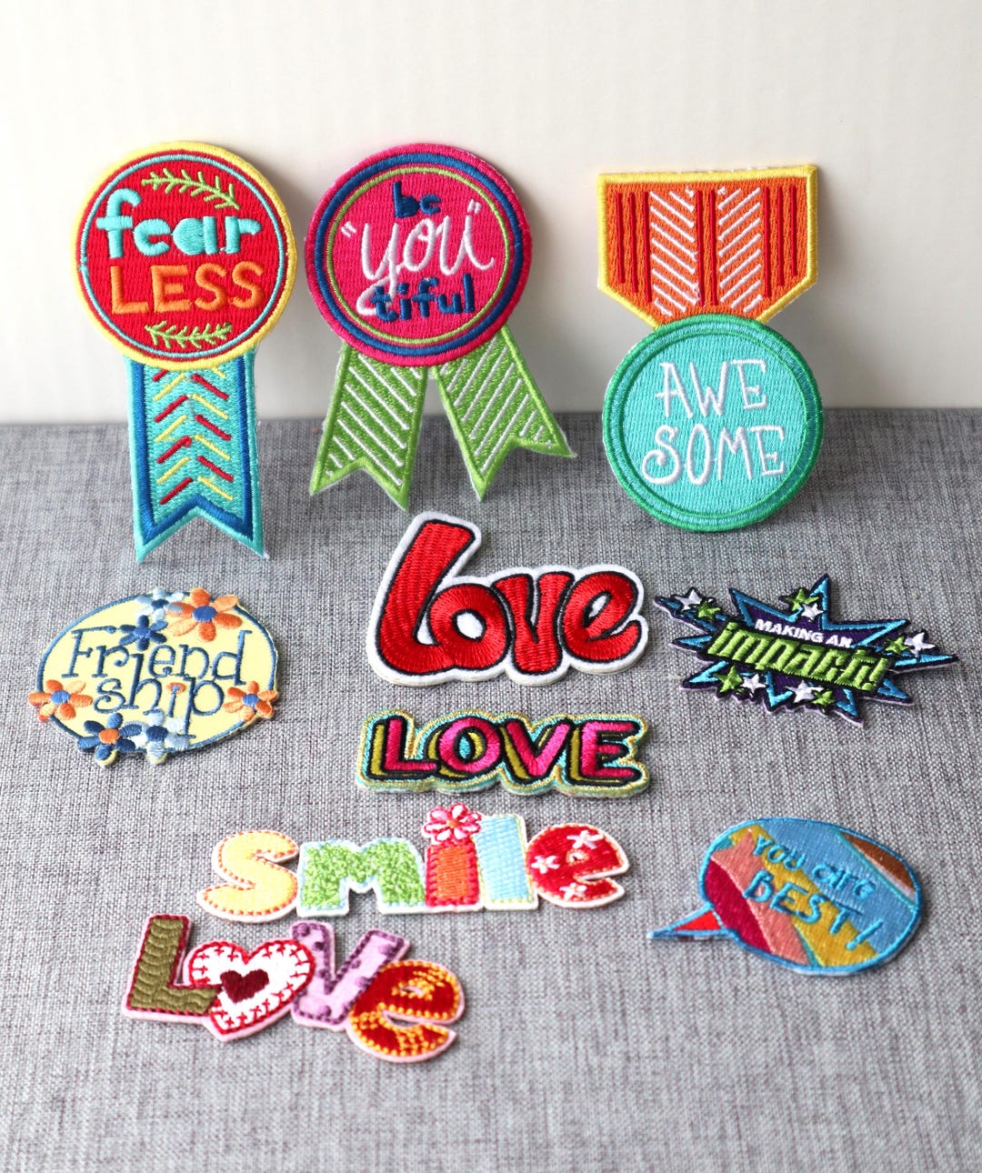 Set of 10pcs Bulk Lot Love Friendship Smile Collection Embroidered Iron ...