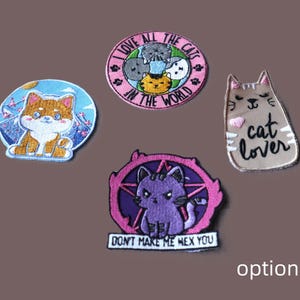 Set of  4pcs  bulk lot  cartoon  black pink purple  blue sakura  cat embroidered iron on patch badge ,diy sewing  5-7cm