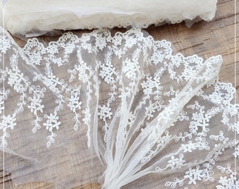 1yard   bulk beige ivory lace   embroidered    flower lace trim diy sewing wedding doll  dress 20cm about  9inch
