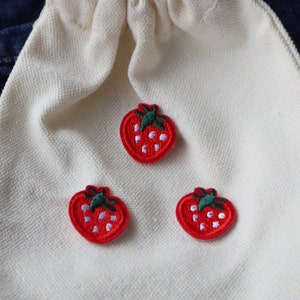 Set of 10pcs 20pcs 100pcs bulk lot small tiny mini red strawberry embroidered iron on patch about 2.5cm 1inch wholesale image 1