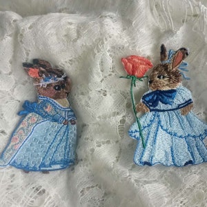 Set of  2pcs 6pcs 40pcs  bulk lot flower girl easter   bunny rabbit girl  embroidered   iron  on patch  bulk lot  diy  about  6x9cm