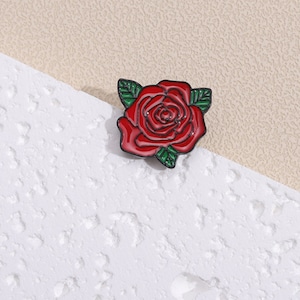 Set of 2pcs 6pcs  red Rose flower enemal metal   pin diy  craft  kids backpack hat cap  about 2cm