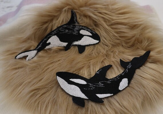 Large Killer Orca Whale Embroidered Iron on Patch 8inch Marine