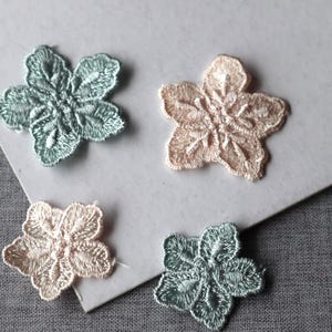 Set of  8pcs   60pcs   bulk lot   Pink blue cherry blossom  flower lace appliqué patch wedding decoration   5.5cm  4cm