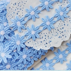 1 mètre bleu blanc marguerite bordure en dentelle de venise bricolage couture col robe accessoire de cheveux 2,7 cm 1,1 pouces