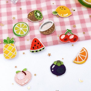 Set of  10PCS 60pcs   bulk lot  Lemon peach melon fruit   collection  embroidered self adhesive  iron on sewing on  patch   about  2-3cm